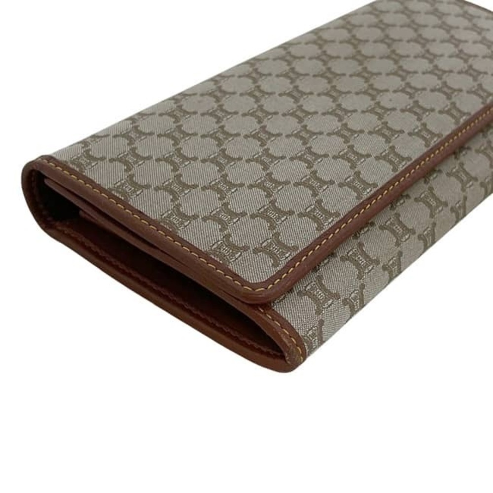 Celine Bifold Long Wallet Beige Macadam Leather Ys Oo Tan Brown - Picture 9 of 10